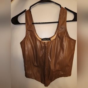 Corset style fake leather shirt